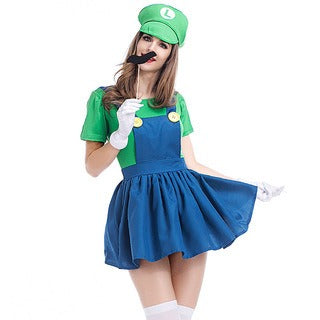 Halloween Mary cosplay game costume group stage performance costume plumber overalls parent-child costume