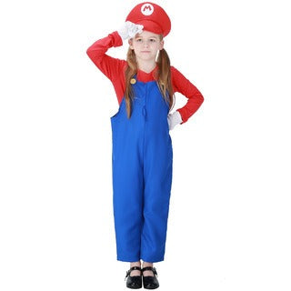 Halloween Mary cosplay game costume group stage performance costume plumber overalls parent-child costume