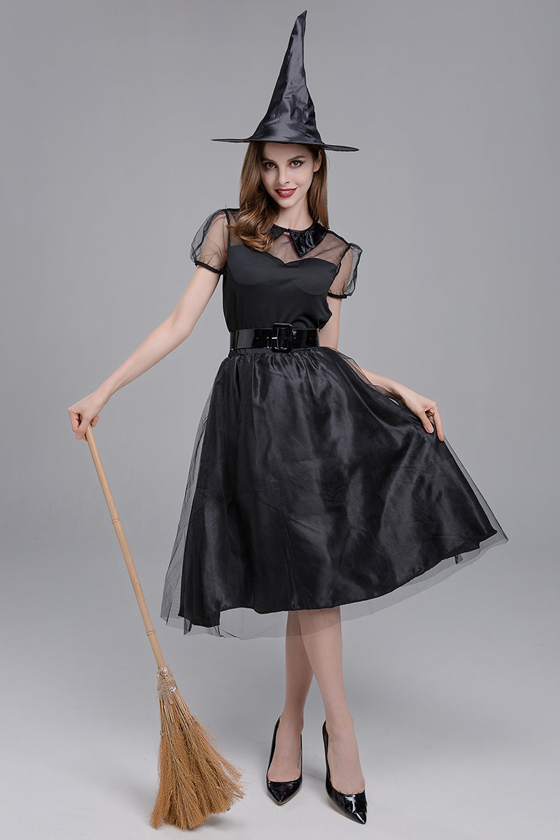 Halloween Costume Black Tulle Witch Dress Witch Costume Elegant Witch Night Ghost Game Costume Ready Stock