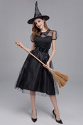 Halloween Costume Black Tulle Witch Dress Witch Costume Elegant Witch Night Ghost Game Costume Ready Stock