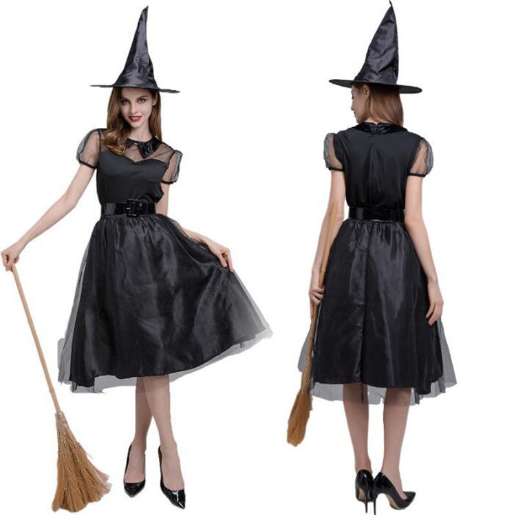 Halloween Costume Black Tulle Witch Dress Witch Costume Elegant Witch Night Ghost Game Costume Ready Stock